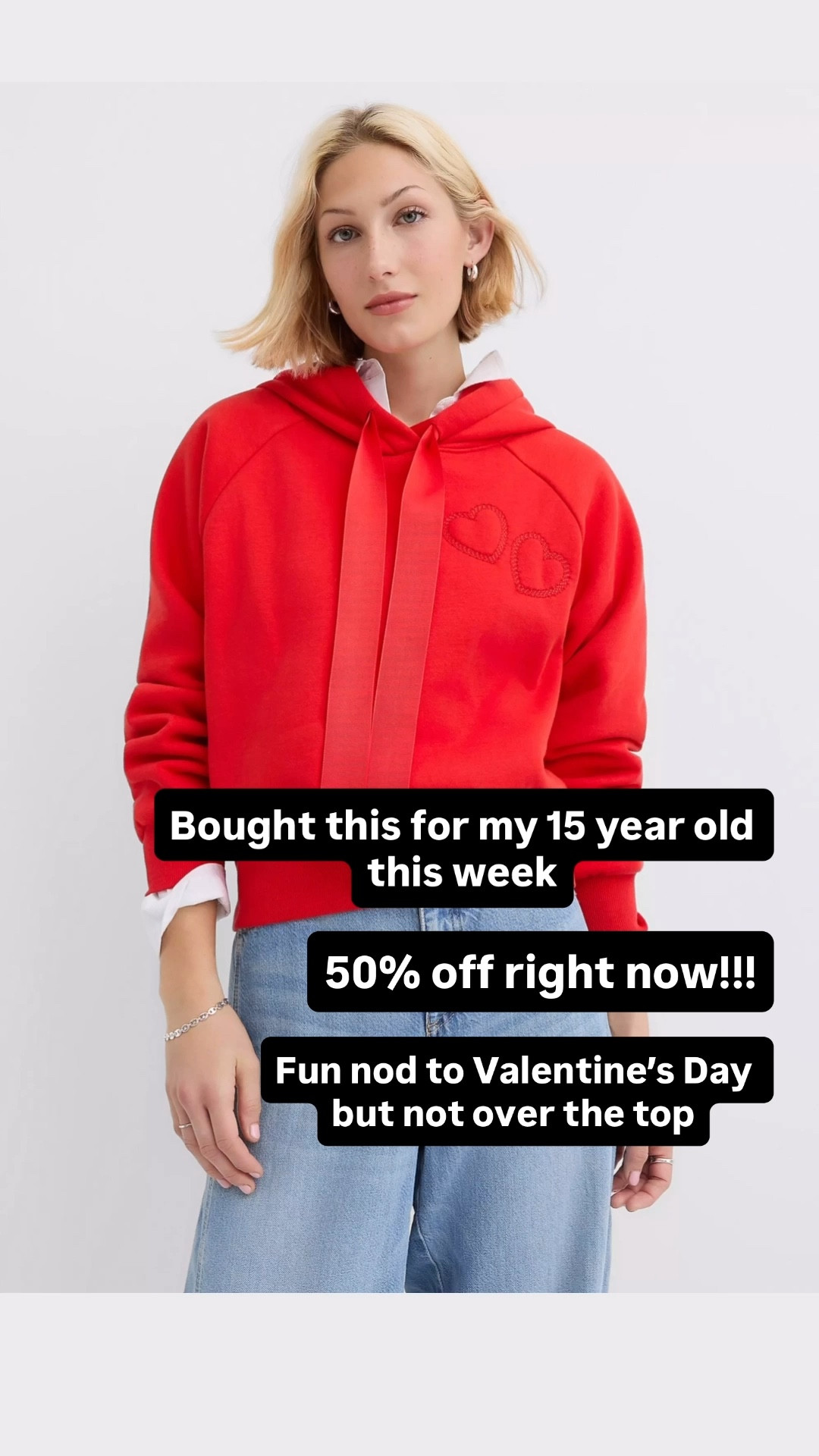 I bought this sweatshirt for my 15 year old this week. She lit up when she tried it on - it’s so cozy and cute!

It would be fun for a Valentines Day outfit, but not so over the top you couldn’t wear it outside of the holiday. 

#LTKSeasonal #LTKSaleAlert