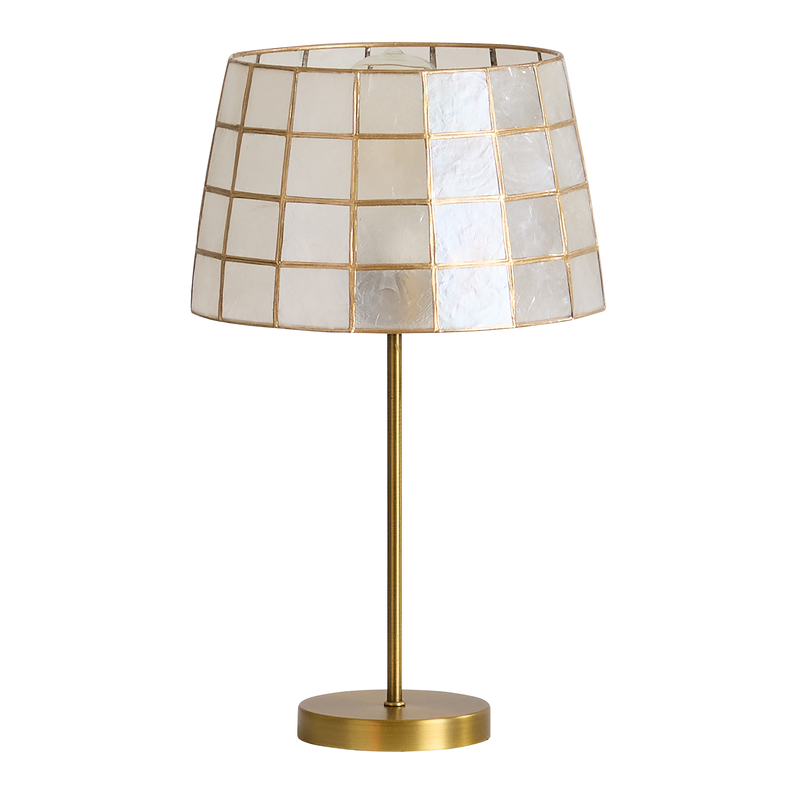 Natural Capiz and Golden Brass Table Lamp | World Market