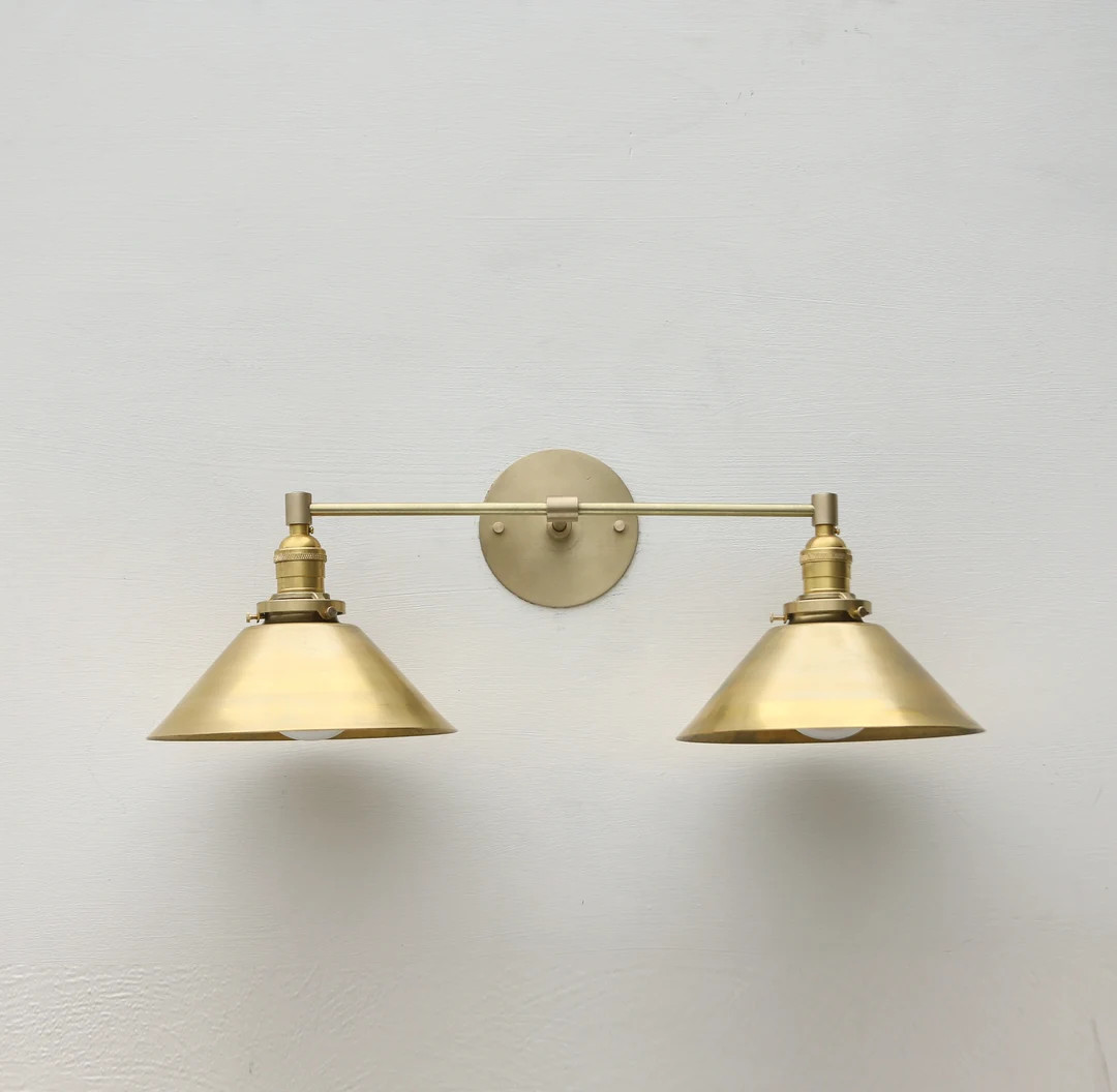 Brass Wall Sconce  light with brass shade-Minimal Sconce Light- Double Shade Wall Sconce, UL List... | Etsy (US)