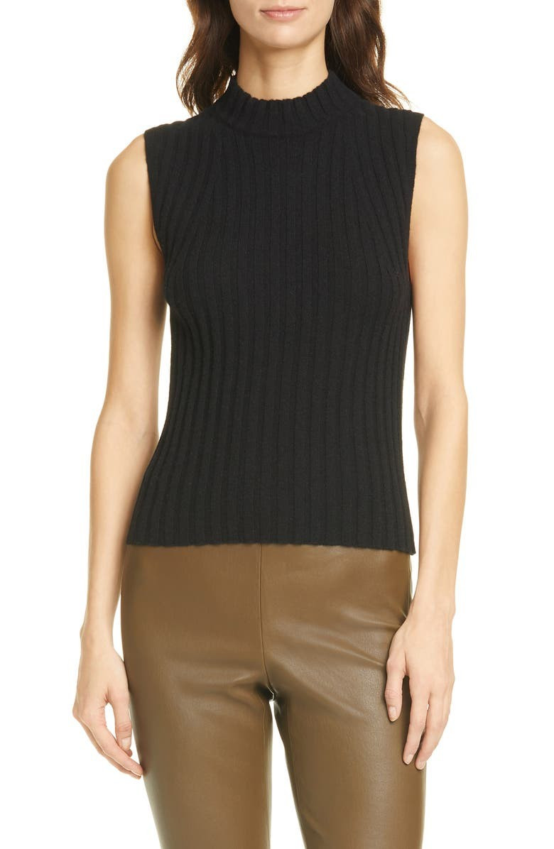 Mock Neck Rib Cashmere Tank | Nordstrom