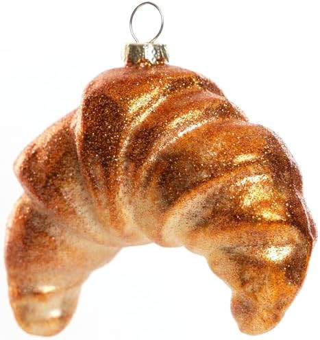 2 Count Glass Croissant Christmas Ornament, Blown Glass Croissant Ornaments for Christmas Tree | Amazon (US)