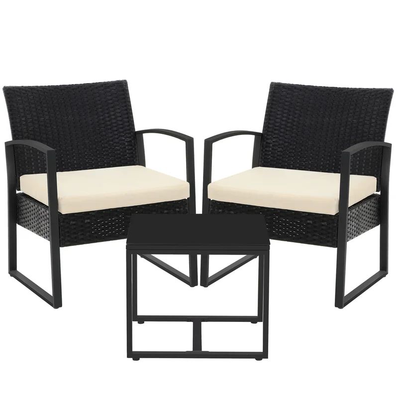 Guraman Wicker/Rattan 2 - Person Seating Group with Cushions | Wayfair North America