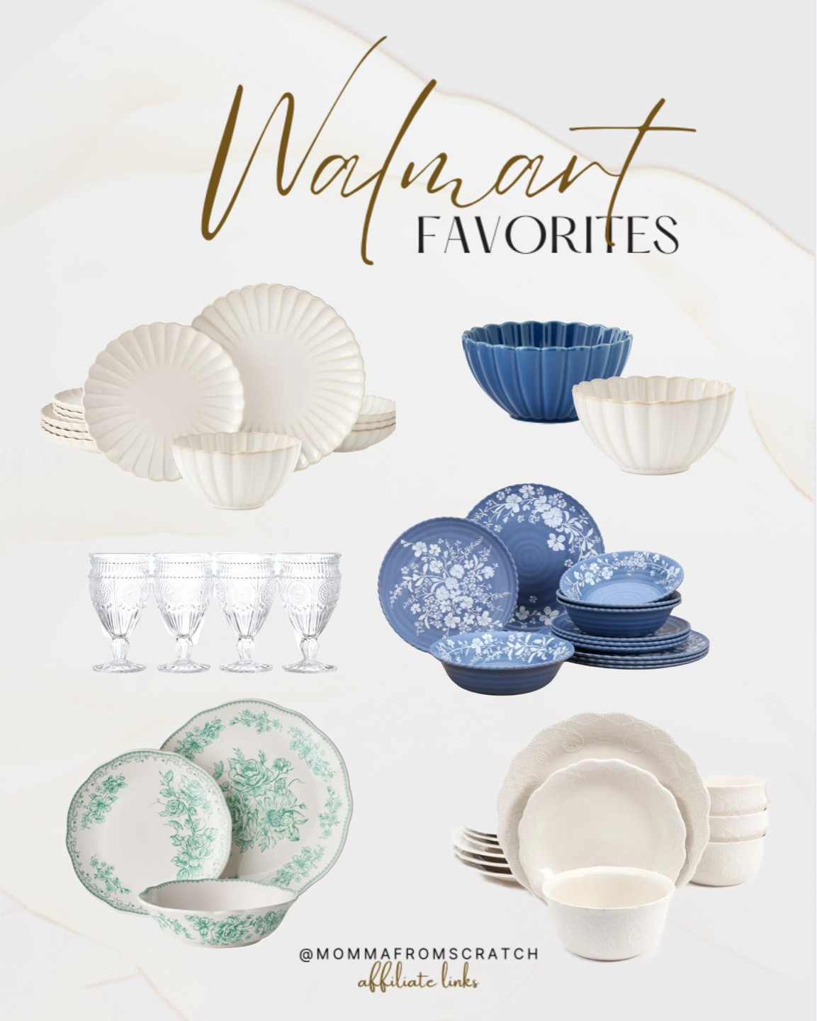 Walmart dishes that are timeless and pretty! Dinner plates, bowls, goblets glasses

#LTKSummerEdit #LTKHome #LTKFindsUnder50