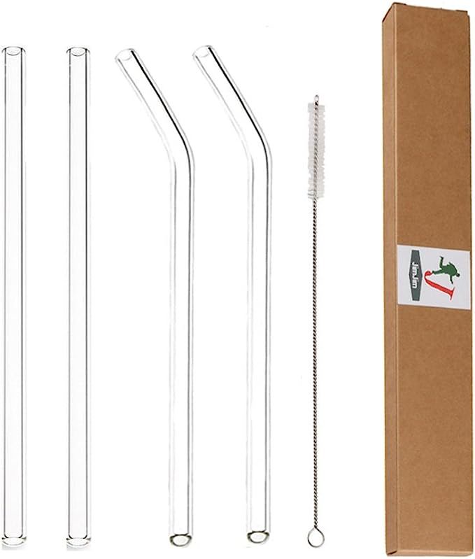 Glass Straws Clear 9 inches x 10 mm Drinking Straws Reusable Straws Healthy Reusable Eco Friendly... | Amazon (US)