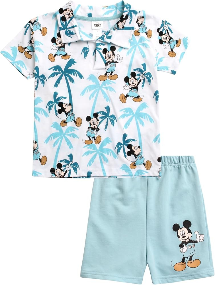 Disney Boys' Shorts Set - 2 Piece Knit Polo Shirt and Shorts: Mickey Mouse, Lion King, Lili & Sti... | Amazon (US)