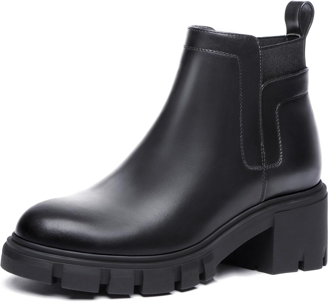 Athlefit Women's Chelsea Boots Casual Lug Sole Platform Chunky Heel Ankle Booties | Amazon (US)