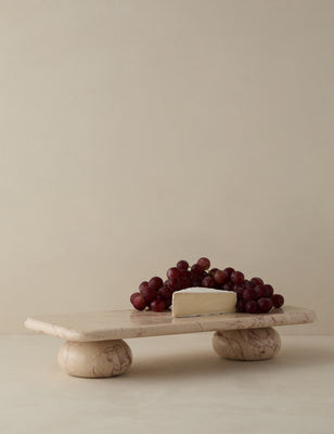 Lusine Rectangular Marble Serving Stand, Natural | Lulu and Georgia 