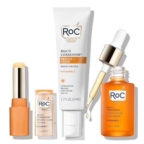 RoC Multi Correxion Revive + Glow Vitamin C Skin Care Routine: Eye Balm + Serum + SPF 30 Moisturizer, Skincare Set for Women and Men | Amazon (US)