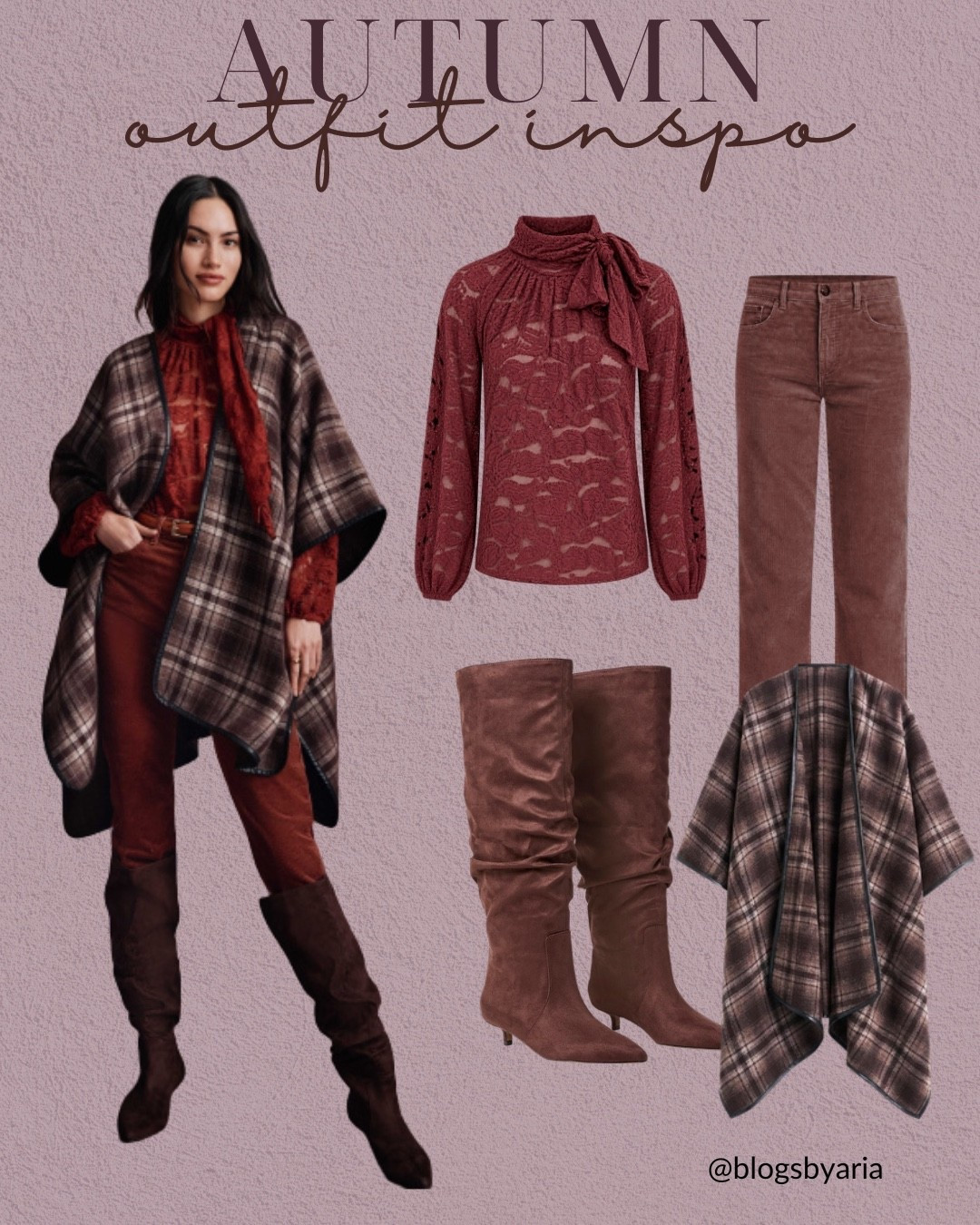 Fall outfit insp love the plaid wraps and ponchos. I’ve been seeing this season 🤎￼