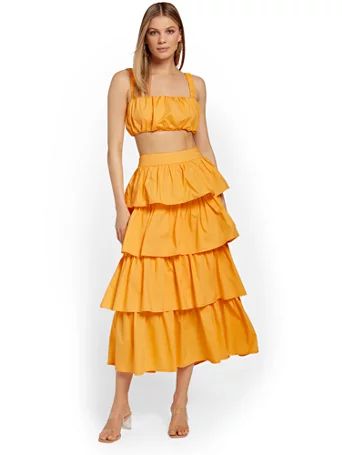 2-Piece Crop Top & Tiered Skirt Set - Lena - New York & Company | New York & Company