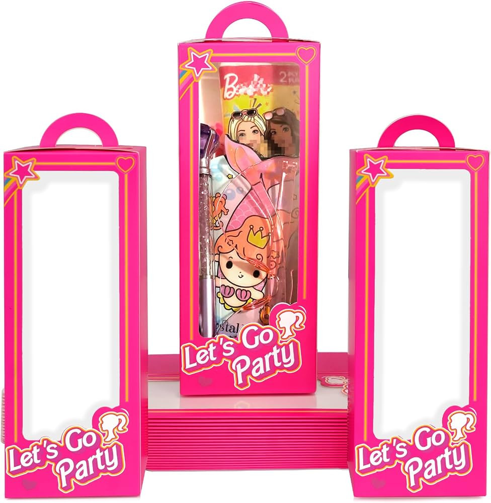 Kooterfun 24Pcs Pink Birthday Party Decorations Boxes Can Built-in Party Favor and Goodie Candy B... | Amazon (US)