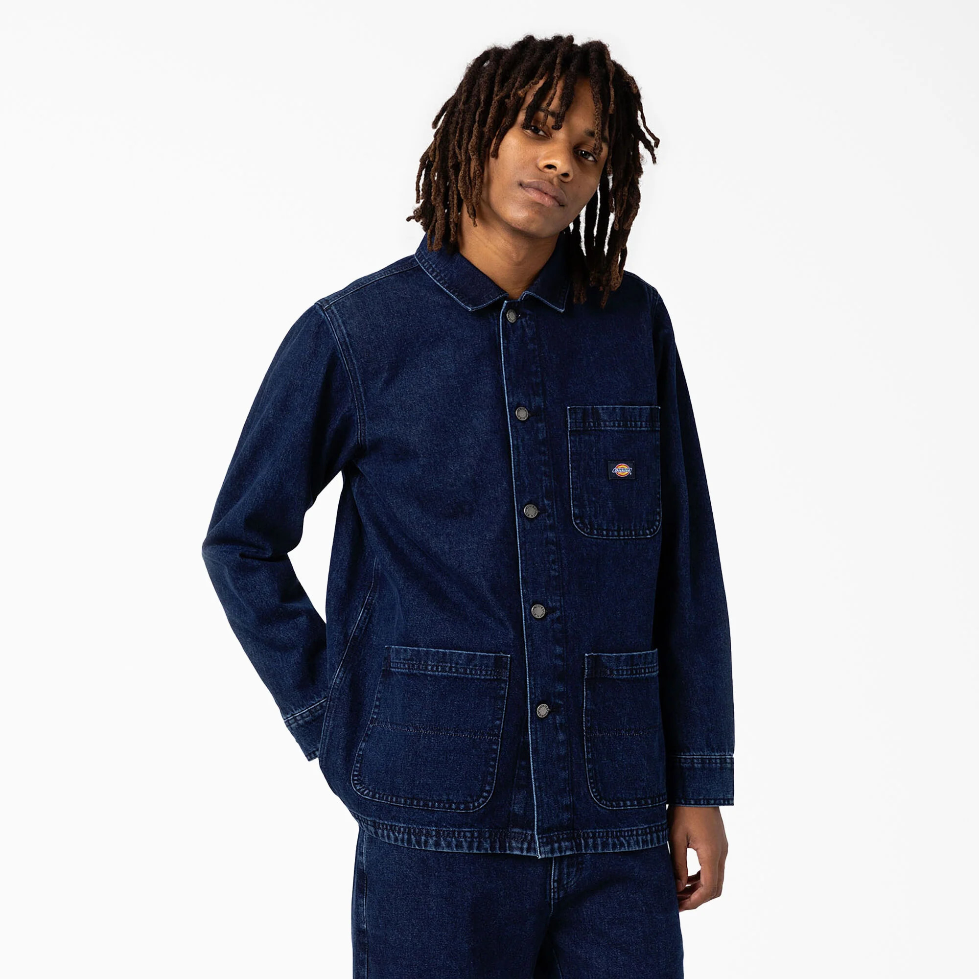 Dickies Men's Denim Chore Coat in Stonewashed Indigo Blue size 2XL | Dickies
