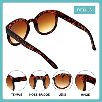 Round Retro Oversized Sunglasses for Women with Colored Mirror and Neutral Lens 53mm | Amazon (US)