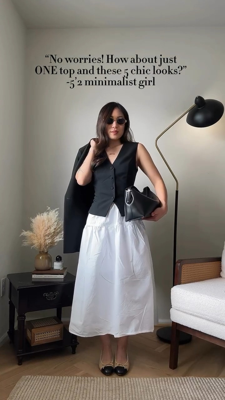 ONE suiting vest top. 5 days of office-wear. Absolutely zero minutes wasted on your morning commute outfit. 🖤

I’m taking this one suiting vest from @abercrombie and proving that you don’t need a massive closet to look like the CEO. Which one (1-7) was your favorite? 🧸 

🔗 Outfit specifics always linked in bio → LTK @amandacapsulewardrobe
⸻

#shortgirlstyle #officeoutfits #petiteoutfits #elevatedbasics #capsulecloset