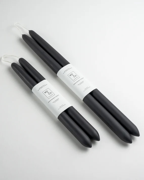 Pure Beeswax Candles Pair Dipped Taper Candles black candles candlesticks handcrafted candles fal... | Etsy (US)