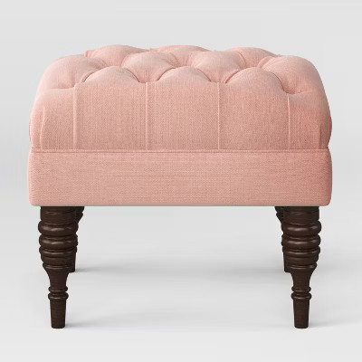 Small Tufted Ottoman with Turned Legs - Blush - Threshold™ | Target