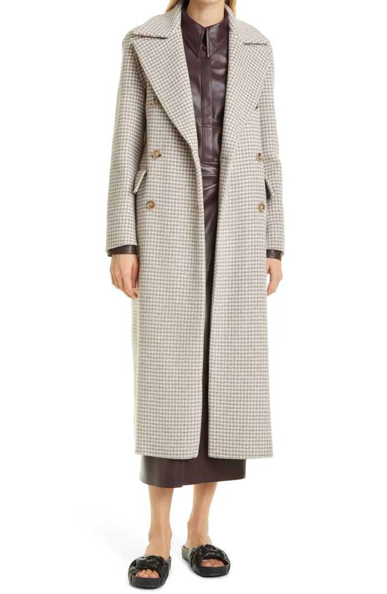 Lana Check Double Breasted Wool & Silk Coat | Nordstrom