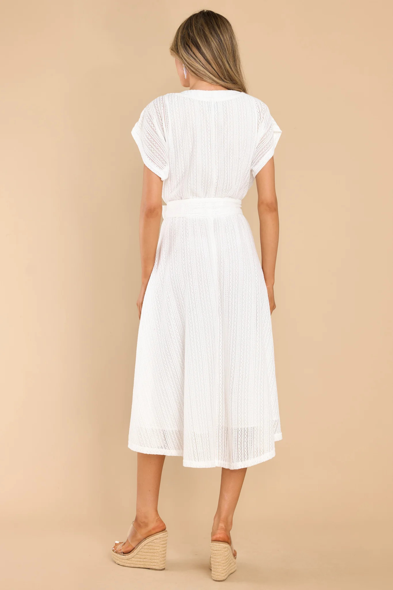 One Day At A Time Ivory Midi Dress | Red Dress 