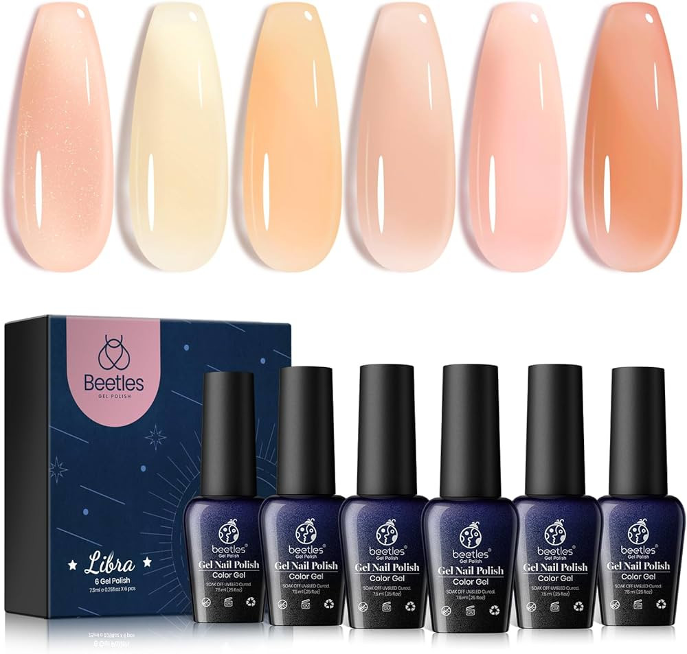 Amazon.com : beetles Gel Polish 6 Colors Transparent Jelly Sheer Pink Nude Kit Libra Collection S... | Amazon (US)