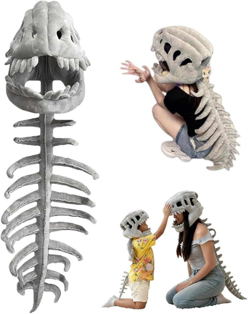 Dinosaur Skeleton Costume – 3D Spinosaurus Skull Mask & Plush Spine for Halloween, Cosplay & Dr... | Amazon (US)