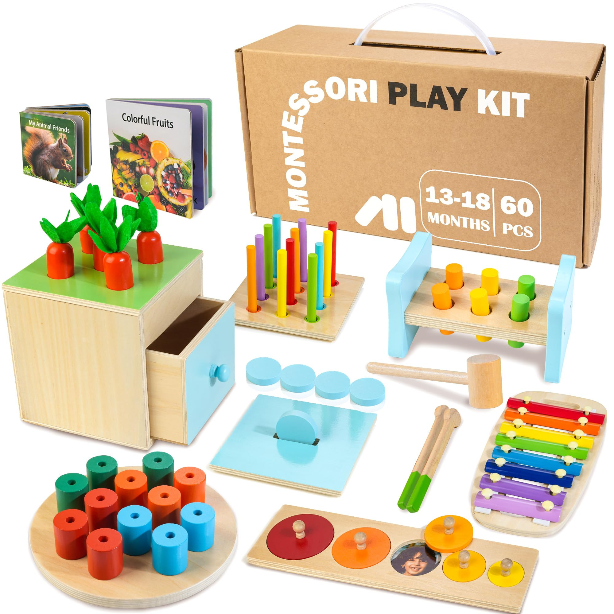 Juguetes Montessori de madera para niños de 1 año en adelante, 9 en 1, juguetes educativos de a... | Amazon (US)
