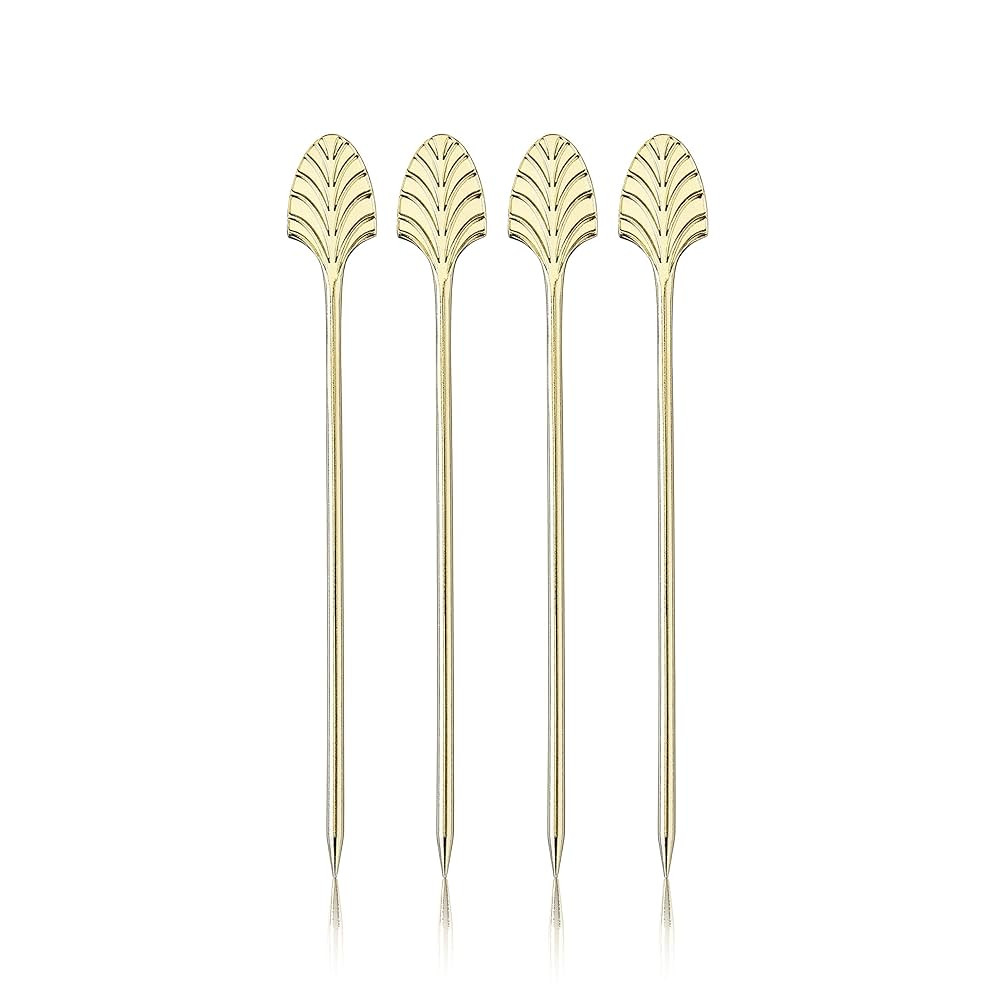 Viski Gold Art Deco Cocktail Picks, Stainless Steel Cocktail Picks for Drinks, Garnish Picks, Coc... | Amazon (US)