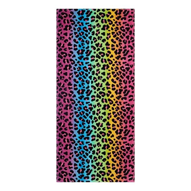 Mainstays Leopard Print Pattern Velour Beach Towel, Multi-Color, 60”L x 28”W | Walmart (US)