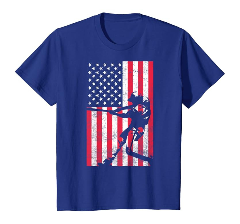 USA American Flag Baseball Red White Blue 4th of July Top T-Shirt | Amazon (US)