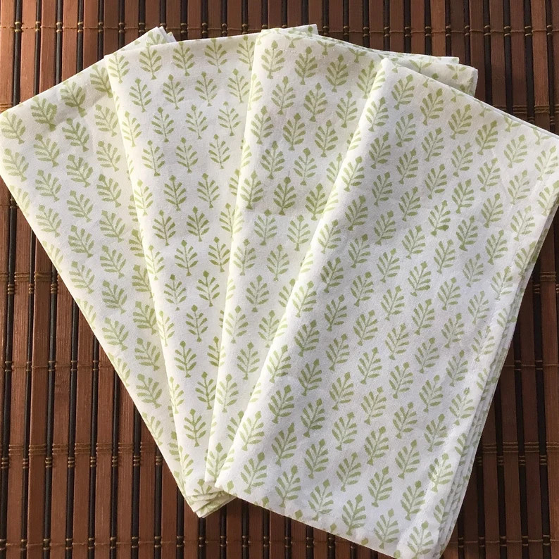 Block Print Dinner Napkins, 18 in, Set Of 4, Indian Blockprint Cotton Napkins, Wedding, Birthday,... | Etsy (US)