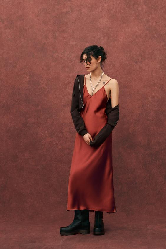 SATIN EFFECT MIDI DRESS | Zara US