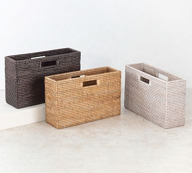 Tava Handwoven Rattan Rectangular Magazine Holder | Pottery Barn (US)