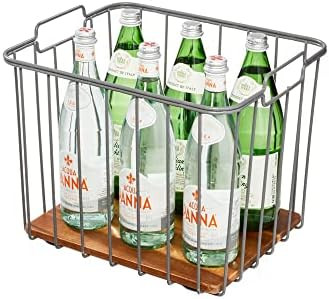iDesign Ria Safford Collection Deep Pantry Wire Basket with Acacia Wood, 14.25" x 12.5" x 12", 15.25 | Amazon (US)