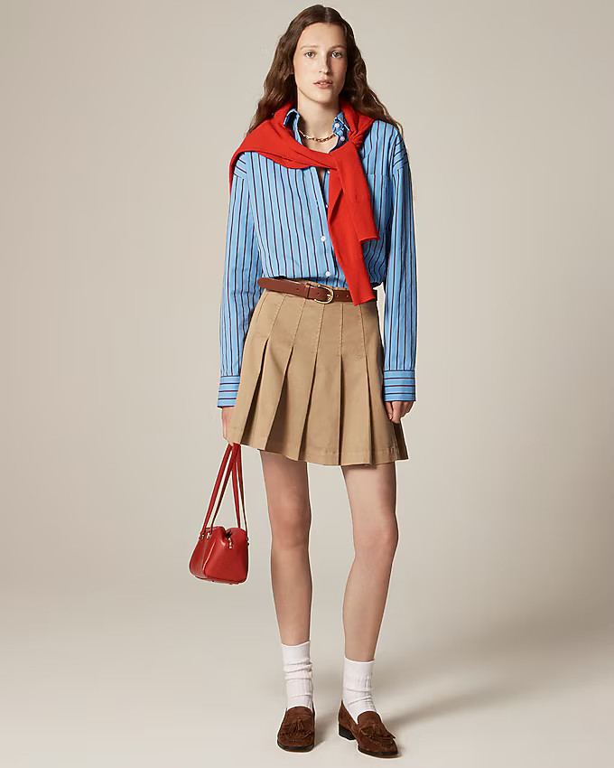 Pleated mini skirt in chino | J. Crew US