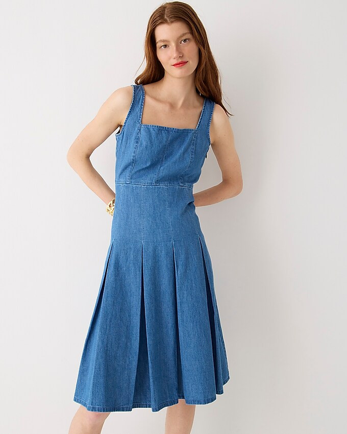 Pleated chambray dress | J. Crew US