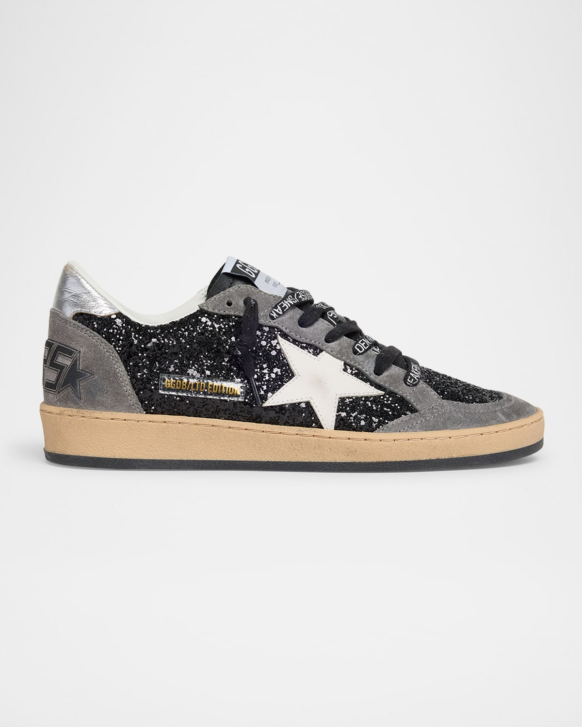 Ballstar Suede Glitter Low-Top Sneakers | Neiman Marcus