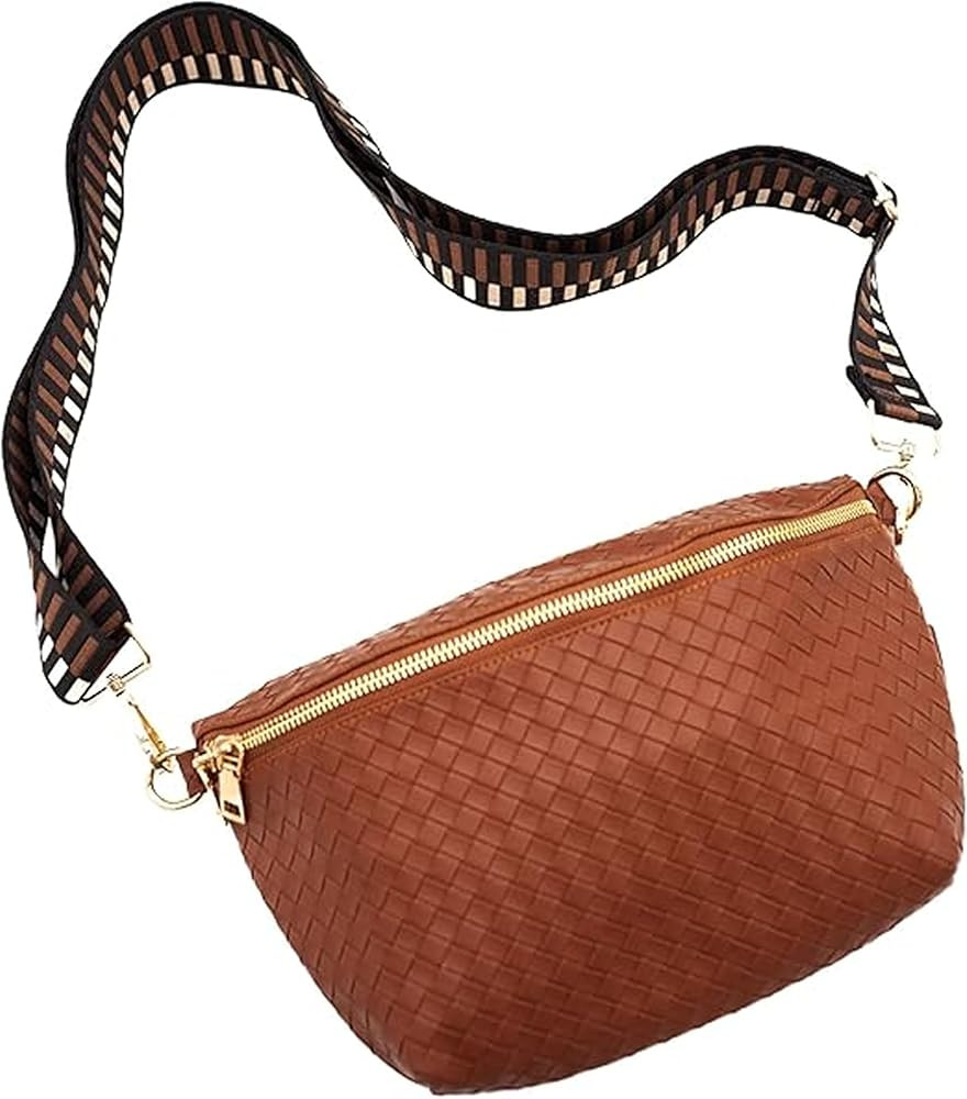 Modern Chic Woven Crossbody Bags for Women - Rory Vegan Leather Purse, Adjustable Strap, Lightwei... | Amazon (US)
