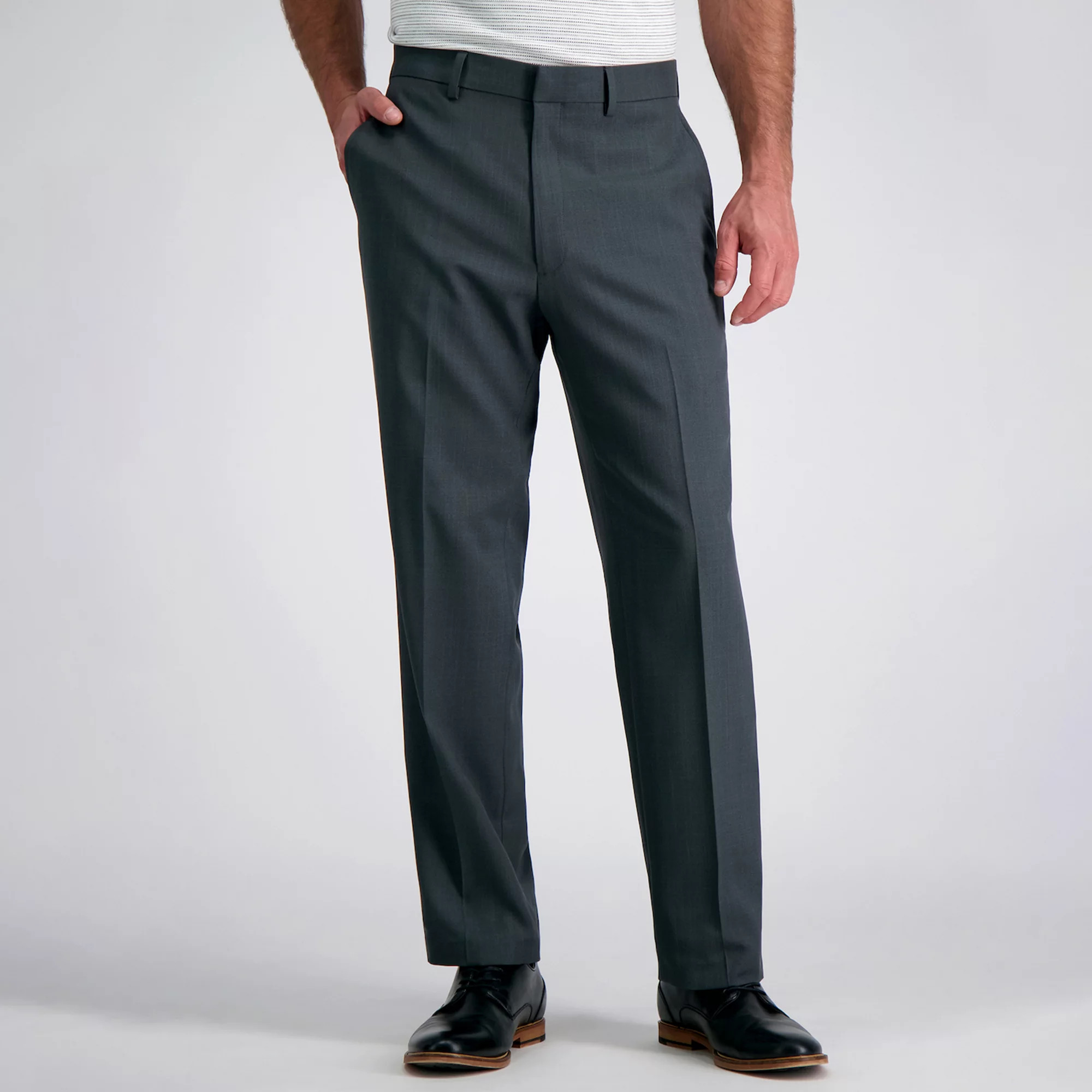 Men's Haggar® Travel Performance Tailored-Fit Stretch Flat-Front Suit Pants, Size: 38X30, Dark Gray Grey | Kohl's