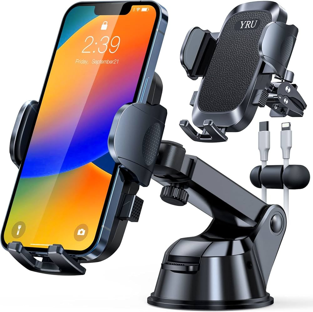 YRU [Upgrade 80LBS Strong Suction] Car Phone Holder Mount,[Bumpy Road Stable] Dashboard Cell Phon... | Amazon (US)