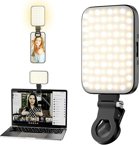 Selfie Light – Rechargeable Phone Light Clip with Digital Display, 3 Light Modes & 10 Brightnes... | Amazon (US)