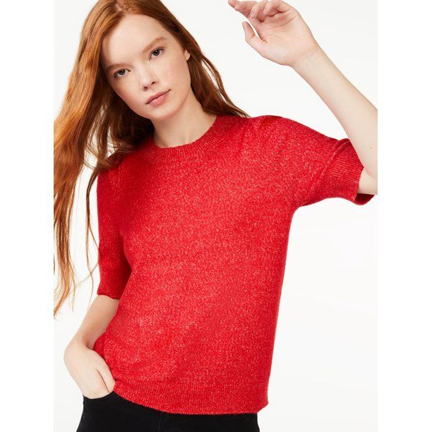 Free Assembly Women's Puff Sleeve Sweater - Walmart.com | Walmart (US)