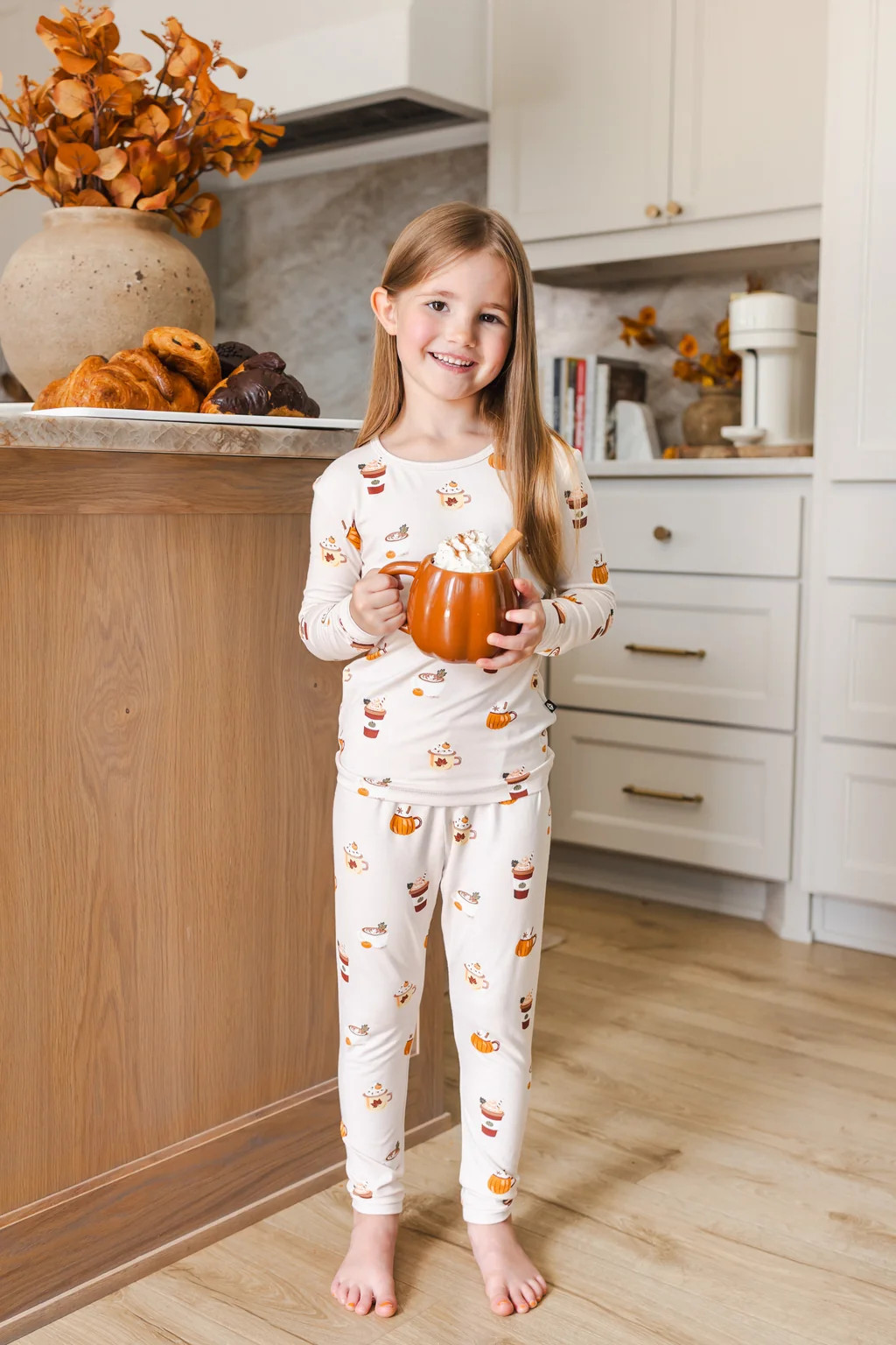 Long Sleeve Pajamas in Pumpkin Spice Latte | Kyte Baby