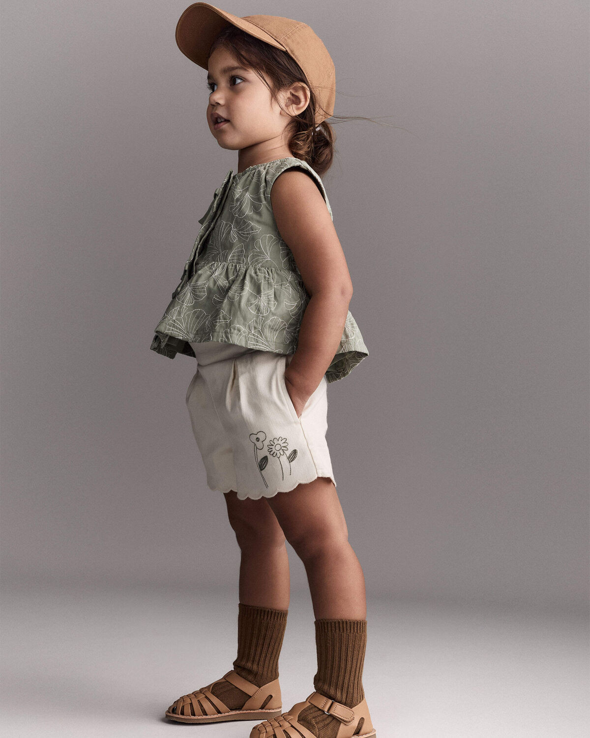 Toddler Girl Floral Scalloped Short - Cream - Otter Avenue | Carter's | Carter's Inc