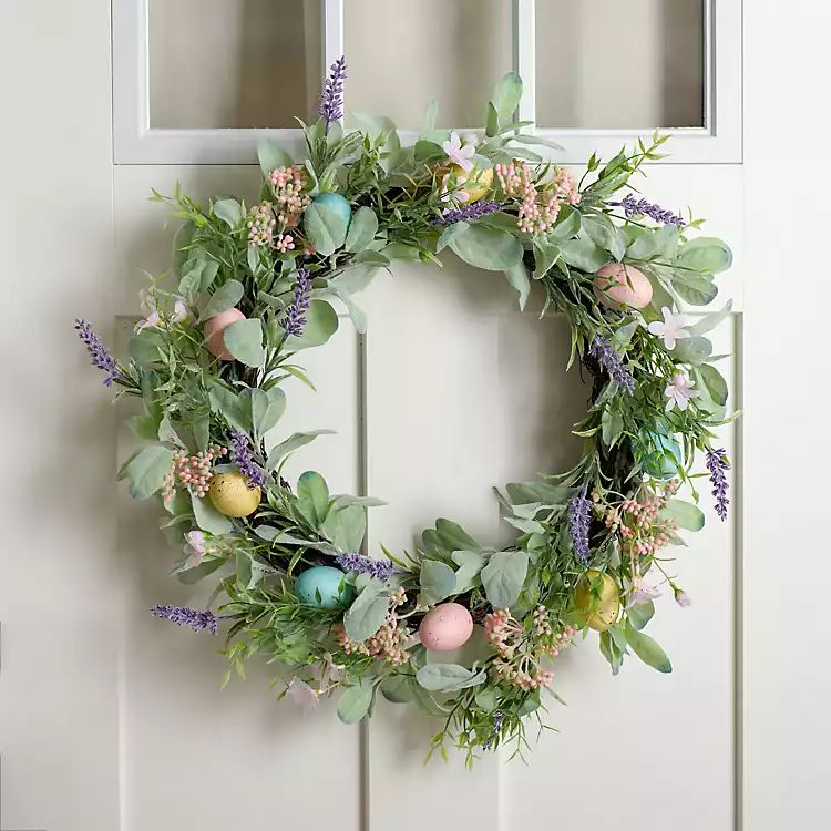 New! Lamb's Ear with Lavender and Eggs Wreath | Kirkland's Home