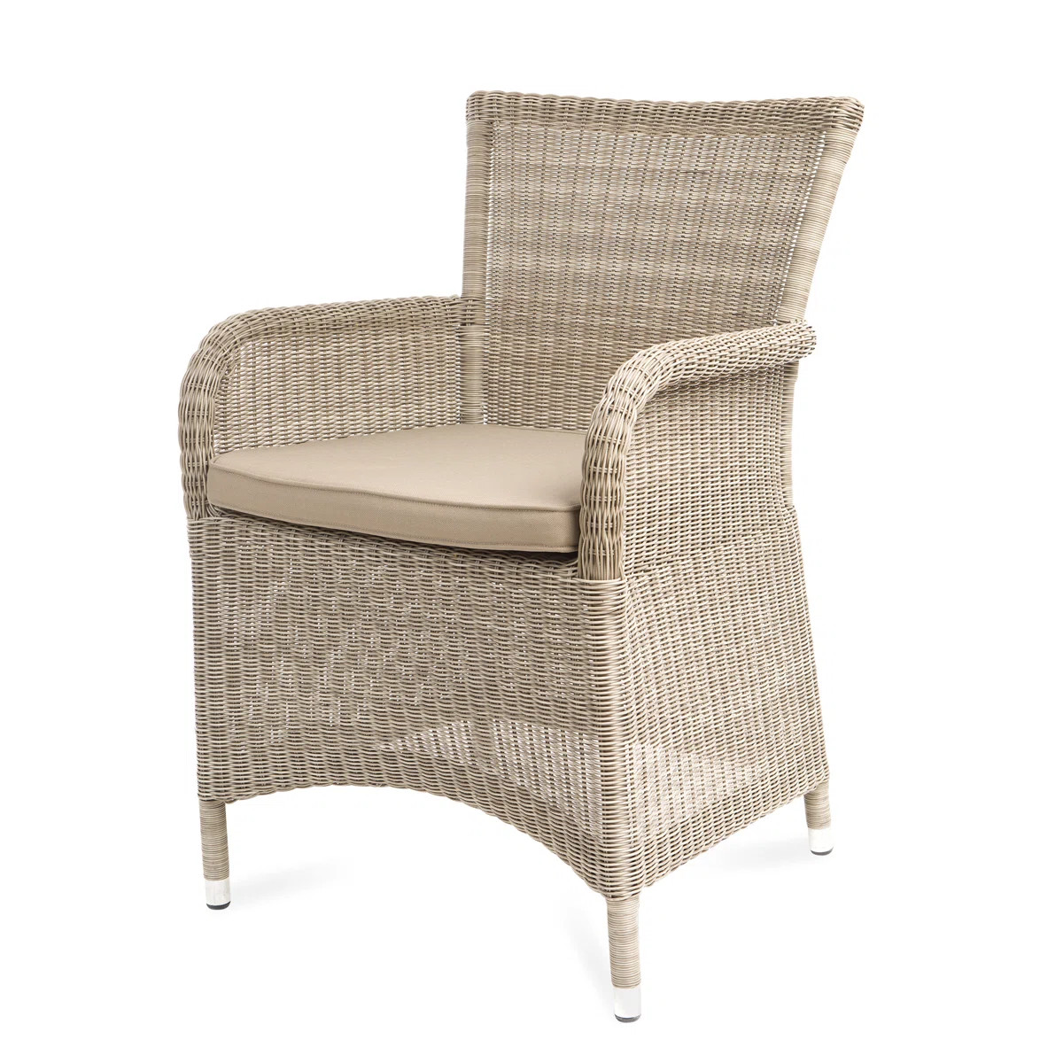 Stafani Wicker Premium All-Weather Wicker Outdoor Dining Armchair with Cushion (Set of 2) | Wayfair North America