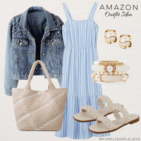 ⭐️ Amazon outfit idea 
Amazon spring outfit 
Vacation outfit 
Amazon dresses 
Jean jacket 
Denim jackets 
Spring sandals 
Amazon jewelry 
Amazon shoes 
Amazon sandals 

#LTKtravel #LTKSeasonal #LTKfindsunder50