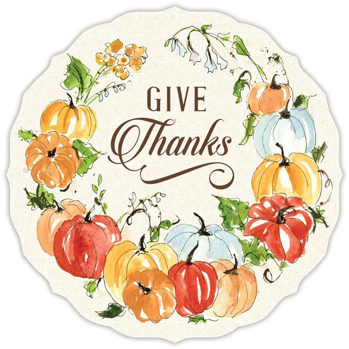 Give Thanks Pumpkin Wreath Posh Die-Cut Placemats | Rosanne Beck Collections