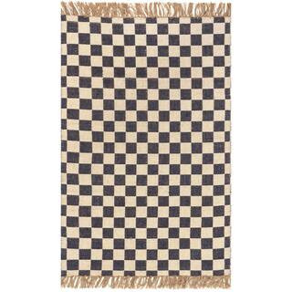 Connie Checkered Wool/Jute Tasseled Gray 3 ft. x 5 ft. Accent Rug | The Home Depot
