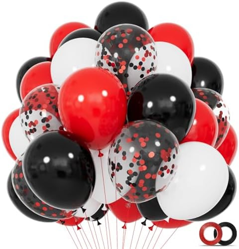 68Pcs Red Black White Latex Balloons 12 Inch with Black Red Confetti Balloons for Birthday, Weddi... | Amazon (US)