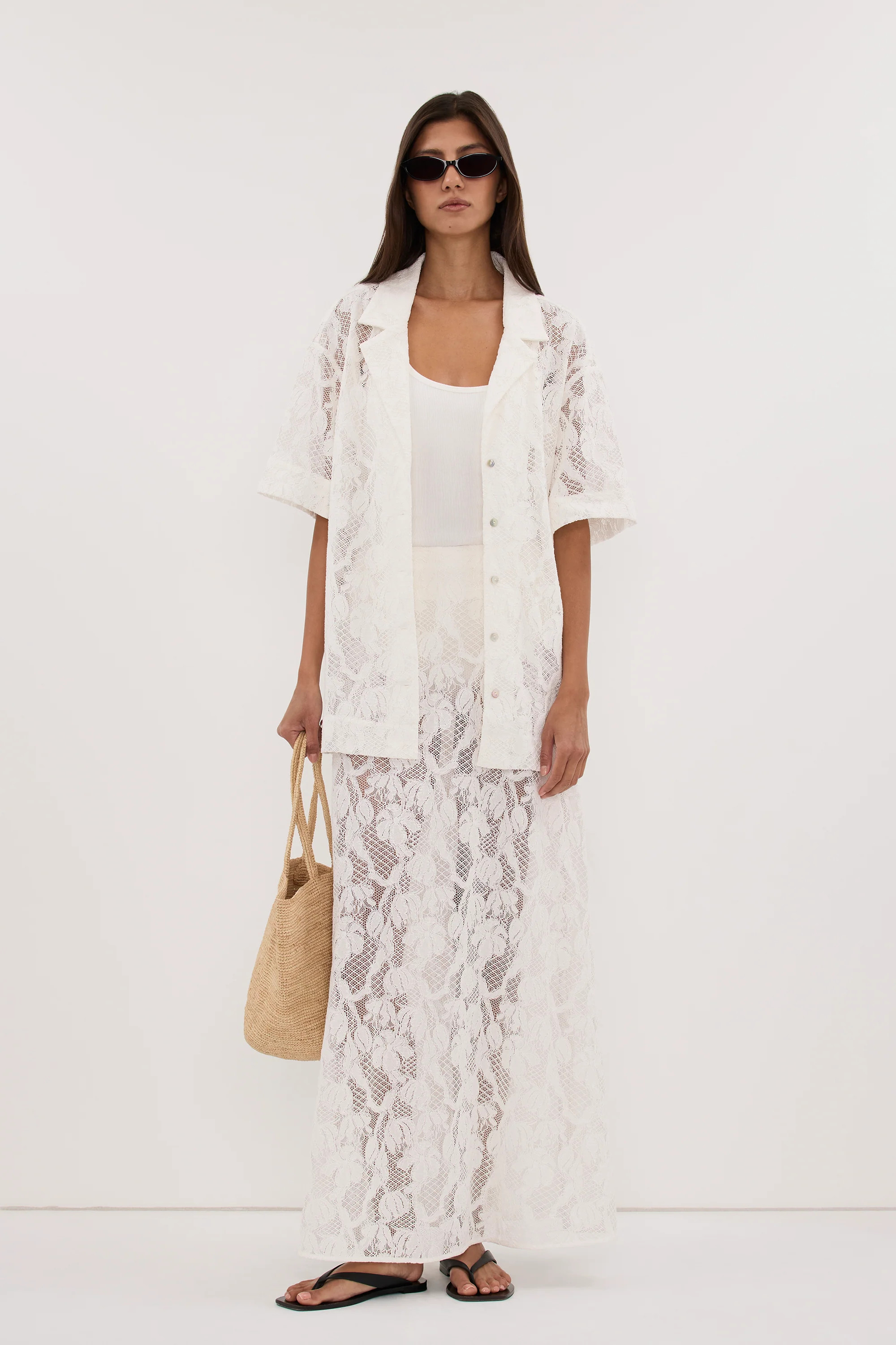 LUCINE WHITE LACE SKIRT | DISSH