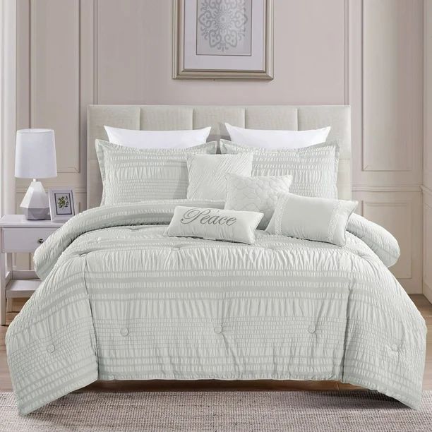 7 Piece Embroidery Queen Size Gray Bed-in-a-Bag - Harming & Romantic - Ultra Soft Polyfilling - S... | Walmart (US)
